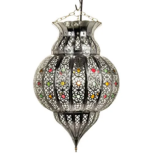 Marrakesch Orient & Mediterran Interior Deckenleuchte Jilan 42cm - Lampen im marokkanischen Stil, handgefertigt und mit feinen Perforationen für faszinierende Lichtmuster. Ideal für stimmungsvolle Akzente im Wohnbereich oder über dem Esstisch.
