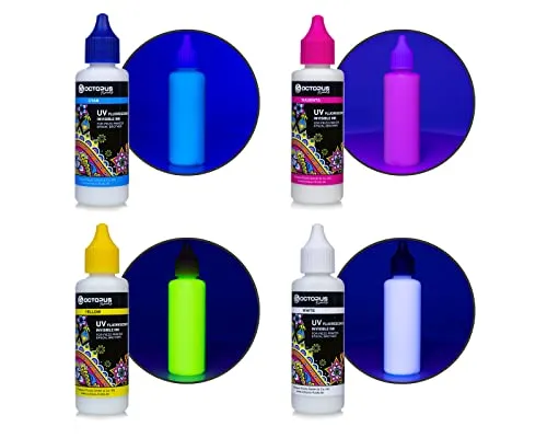 OCTOPUS Fluids 4x50ml UV Fluorescence Ink Set, mehrfarbig,Octopus