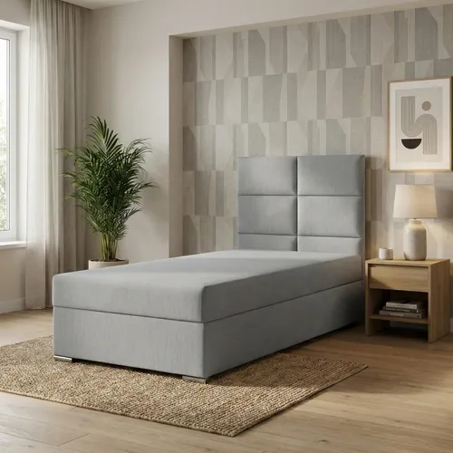 Mebligo Boxbett Hellgrau, 90x200 cm, mit Stauraum
