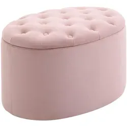 HOMCOM Sitzbank mit Stauraum - Ovale Polsterbank in Rosa - Sitzbänke & -truhen mit verstecktem Stauraum für Spielzeug und Decken, elegantes Design in Samtoptik, ideal für Wohnzimmer, Schlafzimmer oder Flur.