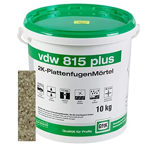 vdw 815 plus 2K-Fugenmörtel 10kg Natur - Hochwertiger Fugenmörtel für langlebige und flexible Fugen, ideal für Innen- und Außenanwendungen.