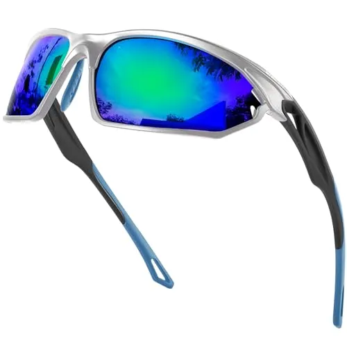 Bircenpro Sport Sonnenbrille für Herren Polarisiert: UV Schutz Verspiegelt Sportbrille für Männer Baseball Radfahren Fahren Angeln Golf Motorrad Laufen