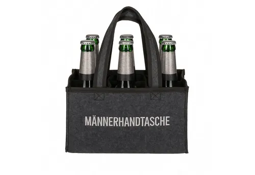 Gravidus Tragetasche Flaschentasche Grau Filz 6 Fächer Männerhandtasche Tragetasche