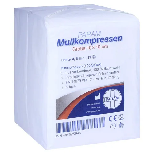 Mullkompressen 10x10 cm unsteril 8fach 100 St
