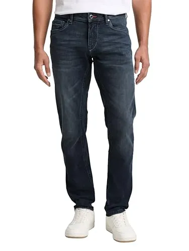Tom Tailor Herren Jeans TTCURT TAPERED - Blau Schwarz, W 33 L 34 - Jeans im Tapered-Fit für Männer, bequem und stylish mit normaler Leibhöhe, ideal für alle Figurtypen und perfekt für die Freizeit.