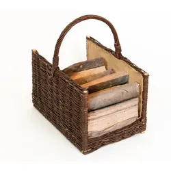 Westmann Holz Kaminholzkorb Olga | Natur | 35x50x21 cm - Aschesauger und Kaminholzkorb in einem, der dekorative Olga aus naturbelassener Weide bietet praktischen Stauraum und rustikalen Charme mit einem Tragegriff für einfachen Transport.