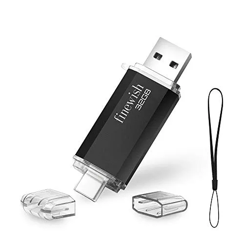 Type C USB Stick 32gb, 2 in 1 OTG USB C Speicherstick 32gb Tragbar USB 2.0 Flash Drive 32 GB Für MacBook Pro, Android Handy, Pad, Laptop UND Computer (Schwarz)