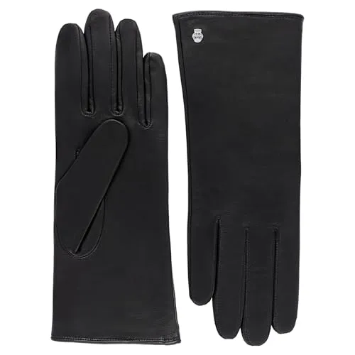 Roeckl Damen Handschuhe Classic - Einfarbig Schwarz, Größe 8.5 - Elegante Damenhandschuhe aus feinstem Haarschaf-Nappaleder, mit warmem Wollfutter und Scotchgard-Ausrüstung für optimalen Schutz vor Wasser und Schmutz.