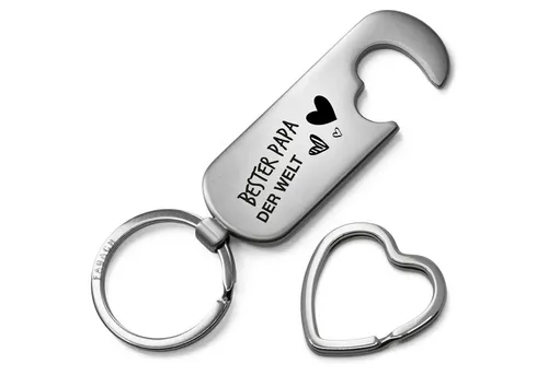 FABACH Schlüsselanhänger Flaschenöffner und Gravur in silber von FABACH