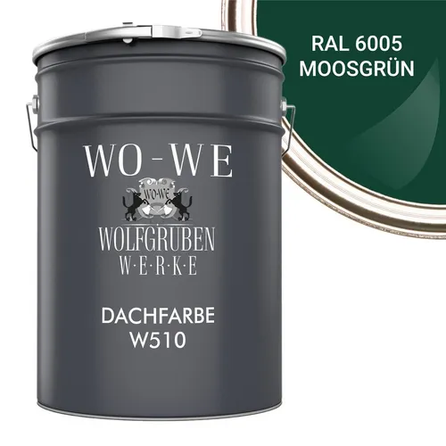 WO-WE Dachfarbe W510, Seidenglänzend, 0.75-20L - Hochdeckende Dachfarbe mit einfacher Verarbeitung. Wetterbeständig, UV-beständig und schmutzabweisend. Ideal für verschiedene Oberflächen wie Ziegel und Metall. Ergiebigkeit: ca. 5-8 m²/Liter.