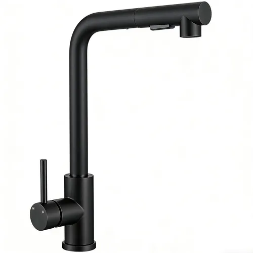 AICA Ausziehbare Küchenarmatur Hochdruck Wasserhahn mit 2 Sprühfunktionen Schwarz Matt