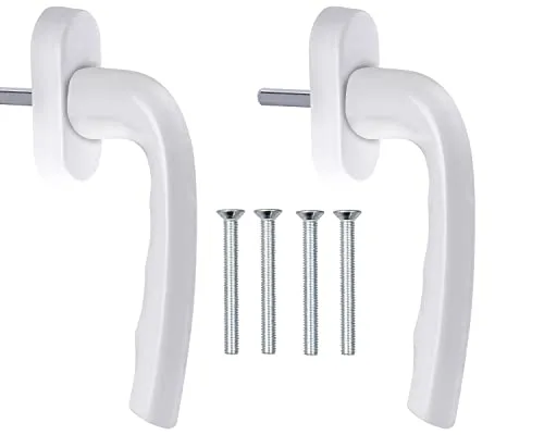 Stahlia Fenstergriffe Weiß (2 Stück) Premium Aluminium Balkontürgriff außen Terrassentür Griff Fensterbeschläge Rasterolive Fenster Ersatzteile