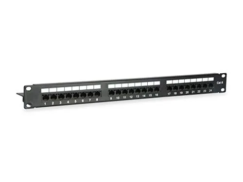 equip Pro Patch Panel CAT 6 RJ-45 X 24 - Schwarz - 1U - Hochwertiges Patch Panel für CAT 6 Netzwerke, bietet 24 Ports in kompakter 1U Bauhöhe und sorgt für eine zuverlässige Verbindung.