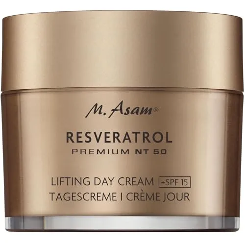 M. Asam RESVERATROL PREMIUM NT50 Lifting Day Creme SPF 15 (100ml) - Reichhaltige Tagescreme für reife Haut, die gezielt die Spannkraft unterstützt und für ein glatteres Hautbild sorgt. Ideal als feuchtigkeitsspendende Pflege mit UV-Schutz für anspruchsvolle Haut ab 50.