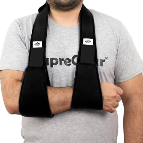 supregear Armschlinge Schulter Immobilisierer, Leichte und Bequeme Armschlinge für Schulterverletzungen, Frakturen, Verstauchungen, Links/Rechts, für Damen und Herren, Schwarz