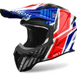 Airoh Aviator Ace 2 Proud Motocrosshelm - Blau/Rot/Schwarz/Weiß - XL - Motorradhelm mit doppelter Composite Carbon-Schale und innovativem Belüftungssystem, Bluetooth-fähig und ideal für Abenteuerfahrer.