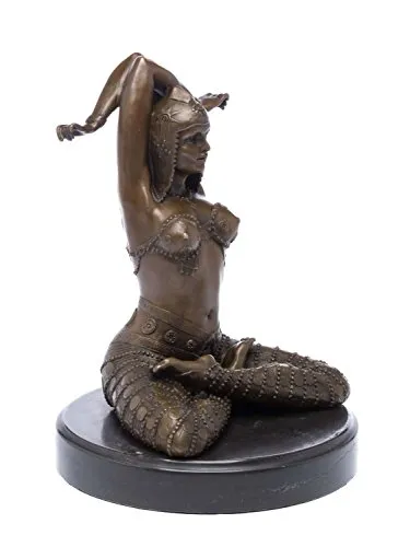 Aubaho Dekoobjekt Bronzeskulptur Tänzerin im antiken Stil - Massive Bronze-Skulptur einer Tänzerin, kunstvoll und handgefertigt. Ideal für stilvolle Dekoration und als Ausdruck von Eleganz. Maße: 31 cm hoch, 21,5 cm breit, 21,5 cm tief. Gewicht: 6,3 kg.