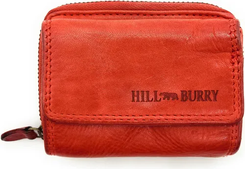 Hill Burry Mini echt Leder Damen Geldbörse mit RFID Schutz - Kompakte Portemonnaie aus gewaschenem Rindleder, stilvoll und sicher mit RFID-Schutz gegen Datenklau – ideal für den Alltag und Reisen.