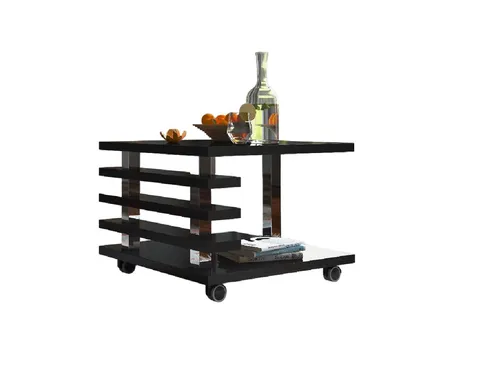 designimpex Couchtisch mit Rollen DC-2 Schwarz Hochglanz