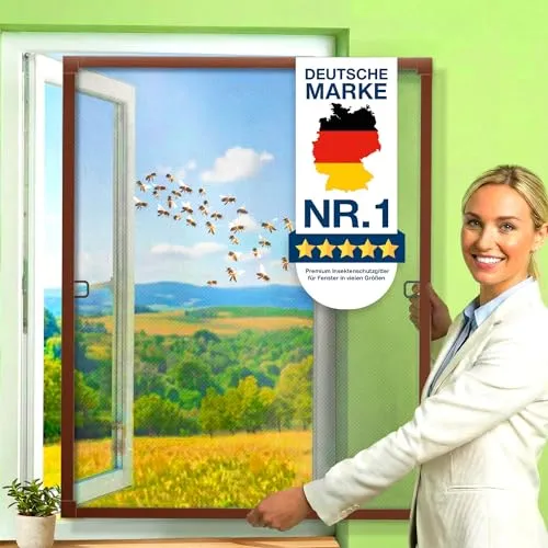 KESSER® Fliegengitter Fenster 130x150cm – Mückenschutz ohne Bohren