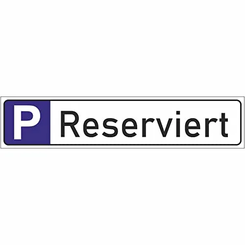 INDIGOS UG - Parkplatzschild Reserviert 52x11 cm - Schild aus Aluverbundplatte mit Aufdruck Reserviert - wetterfest und langlebig für Firmenparkplatz, Garage, Hotel oder privates Grundstück