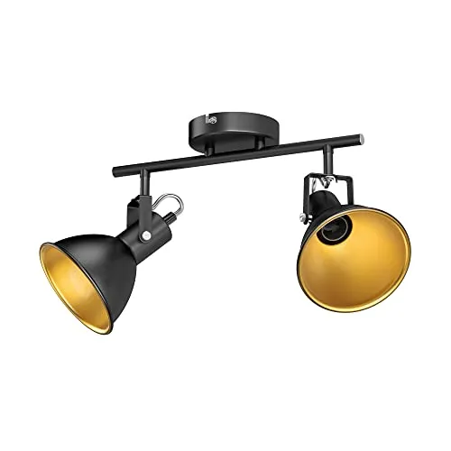 Ledscom.de Deckenleuchte RISI, 2-flammig, schwarz/gold matt in gold von LEDs Com
