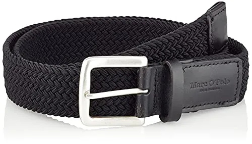 Marc O'Polo Herren Gürtel geflochten aus Stoff, Schwarz (Black), 95 - Herren-Gürtel aus hochwertigem Material-Mix, geflochtenes Design für bequemen Sitz und edle Leder-Details für einen maskulinen Look.