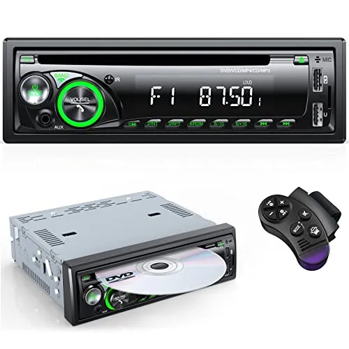 Wistrue Autoradio Bluetooth mit CD/DVD Player – 1DIN, 7 Farben, USB & AUX