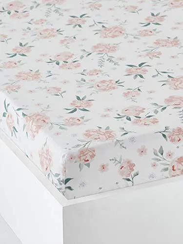 VERTBAUDETBaby Spannbettlaken ROSENTRAUMzartrosa/wollweiß geblümt70X140