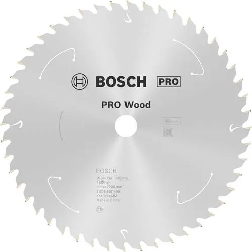 Bosch Accessories 2608837699 Hartmetall Kreissägeblatt 184 x 16mm, 48 Zähne - Metallkreissägeblatt für präzise Schnitte in Holz. Mit hochwertigen Hartmetallzähnen für langlebige Leistung und reduzierter Geräuschentwicklung.