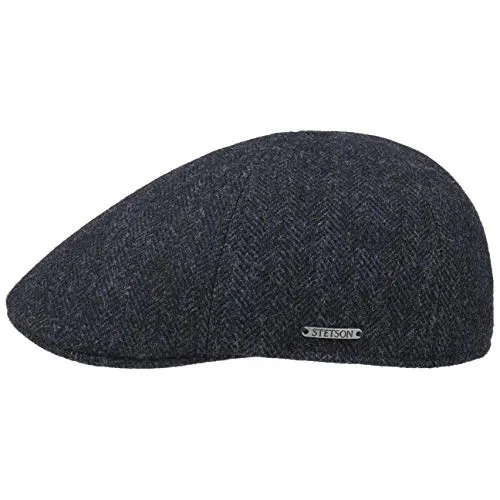 Stetson Texas Wool Herringbone Cap – Dunkelgraue Wollschirmmütze für Herren - Elegante Schirmmütze aus 100 % Wolle mit warmem Baumwollfutter. Ideal für den Herbst und Winter, bietet Komfort und Stil für modebewusste Männer.
