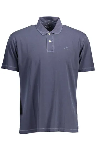 Gant Herren Kurzarm-Polohemd Blau mit Stickerei - Stilvolles Herren Kurzarm-Polohemd in Blau mit eleganter Stickerei. Der klassische 2-Knopf-Verschluss und das hochwertige Baumwollmaterial sorgen für Komfort und einen modernen Look. Ideal für jeden Anlass.