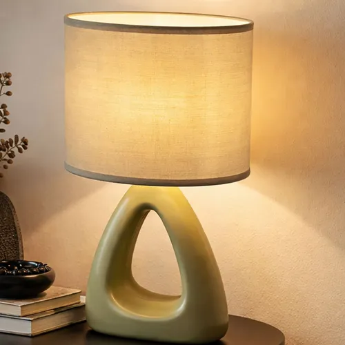 Grüne Keramik Nachttischlampe LED 30 cm – Modern und Stilvoll - Moderne Tischlampe für alle Zimmer, mit warmweißem Licht und langer Lebensdauer. Ideal für stimmungsvolle Beleuchtung im Schlafzimmer oder Wohnzimmer.