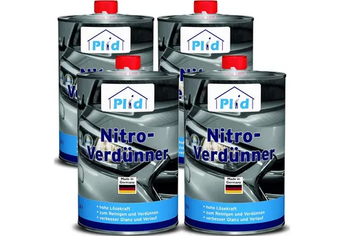 Nitro-Verdünner 4L - Schnelltrocknender Lack-Verdünner und Pinselreiniger - Reiniger & Entfettungsmittel, ideal zum Verdünnen von Lacken, schnelltrocknend und geruchsfrei, perfekt für Innen- und Außenanwendungen.