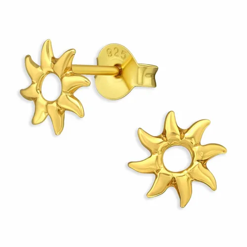 Sonnen Ohrringe Ohrstecker 925 Silber Gold Kinder Damen Mädchen Schmuck