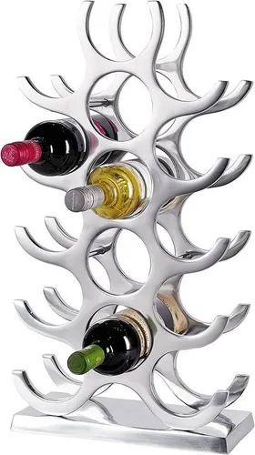 MichaelNoll Weinregal Weinregal Flaschenregal Aluminium Silber Weinständer Metall - 60 cm XL