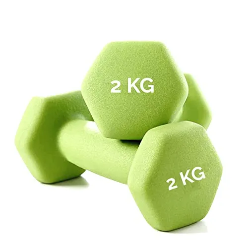 DUMBBELLS WEIGHT Hantelscheiben aus Neopren ideal für Functional Fitness Übungen (2 x 2 kg)