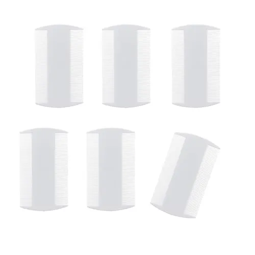 Läusekamm,6 Pcs Plastik Doppelseitig Nissenkamm Läuse Feinzahniger Kopflauskamm Selbstreinigender Flohkamm für Haustiere Flohkamm Katze Kopfhaut Kamm für Kinder Haustiere und Erwachsene(Weiß)