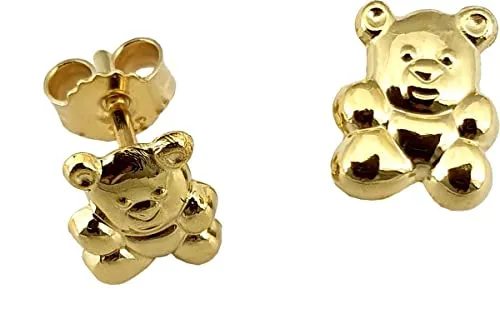 Ohrringe Teddybär Gold 333 Kinderohrringe Bärchen Ohrstecker 8kt Bär Gelbgold