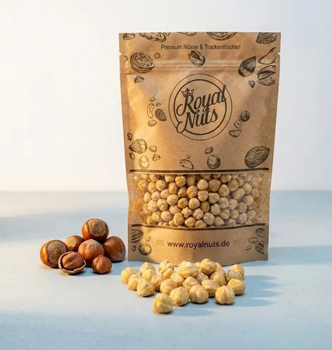 Blanchierte Haselnüsse 1000g - Royalnuts - Köstliche blanchierte Haselnüsse in 1000g Packung für vielfältige Genussmöglichkeiten. Ideal zum Backen, Snacken oder für die Zubereitung von Müsli.