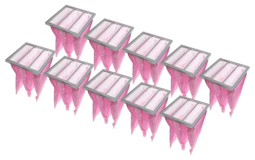 vhbw 10x Taschenfilter Ersatz für Nilan F003997, F003996, F003995 für Klima- und Lüftungsanlagen - Filter F7, 28,7 x 28,7 x 36 cm Rosa