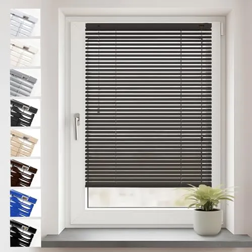 SONELLO Aluminium Jalousie 30cm x 100cm Anthrazit Alu Jalousie Klemmfix ohne Bohren Sichtschutz Blendschutz Lichtschutz Sonnenschutz für Fenster und Türen