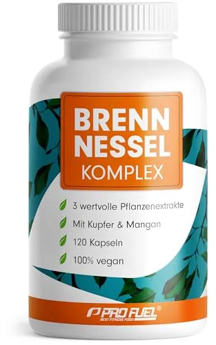 Brennesselkapseln 120x optimal hochdosiert - 800 mg Brennnessel-Extrakt im Komplex mit Rosskastanien-Extrakt, Weinrebenblatt-Extrakt, Kupfer & Mangan - laborgeprüft mit Zertifikat - Vorrat für 60 Tage
