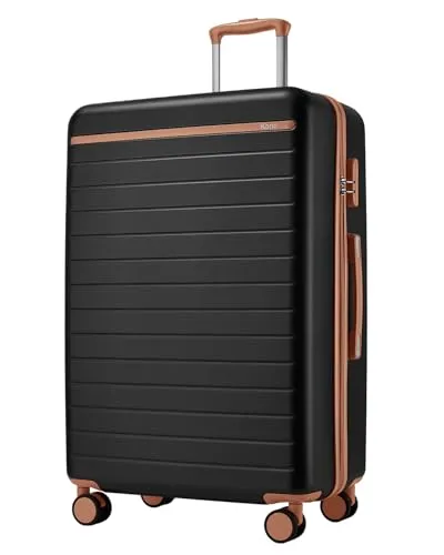 KONO Groß Koffer 94L, Leichter Hartschalen-Trolley für Familienreisen, Schwarz