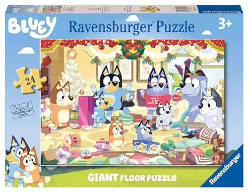 Ravensburger - Weihnachtspuzzle mit Bluey, Puzzle, 3 Jahre oder älter, Puzzles 3 Jahre oder älter als 24 Teile, Kinderpuzzle, 69 x 49 cm, Ravensburger