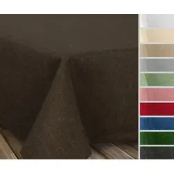 Beautex Tischdecke Fleckenabweisende bügelfreie Tischdecke mit Lotuseffekt, Leinenoptik (1-tlg) braun Rund | 140 cm x 140 cm