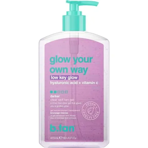 b.tan Transparentes Selbstbräunungsgel | Glow Your Own Way Low Key Glow – Nicht Abfärbend, Schnell Trocknend, Leichte Graduelle Sonnenlose Selbstbräunungslotion, Kein Künstlicher Selbstbräunergeruch