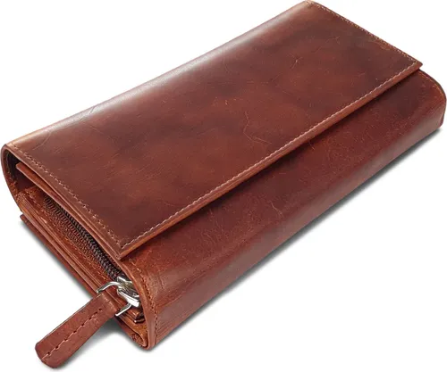 ROYALZ 'Orelia' Vintage Leder Geldbörse für Damen in braun von ROYALZ