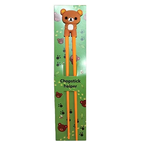 Produktbild AAF Nommel ® Essstäbchen Chopsticks + 1 Clip Essstäbchenhelfer aus Gummi, Motiv Bär, Nr. 065