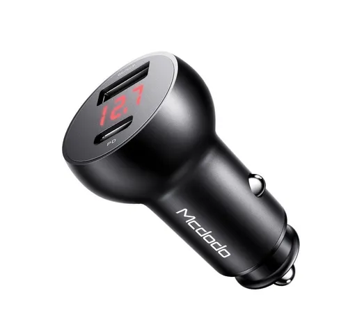 mcdodo KFZ Autoladegerät Quick Charge USB 2xUSB Typ-C 30W LED Schwarz KFZ Adapter